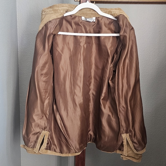 Alfani Womans Light Brown Suede Leather Jacket XL - Picture 2 of 8
